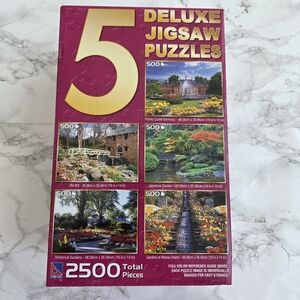 5 Deluxe Jigsaw Puzzles Set 2500 Pieces Scenic Landscapes Collection 2009